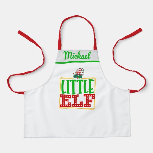 Tablier Père Noël Little Elf Helper, Nom Personnalisé Enfa (Recto)