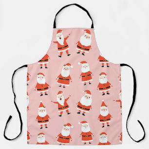 Tablier Père Noël, mignon Motif rose sans couture.