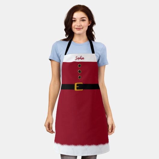 Tablier Père Noël personnalisée - Tablier-Noël-Rouge- (Porté)