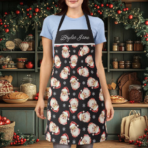 Tablier Père Noël Rétro Vintage Noir Personnalisé