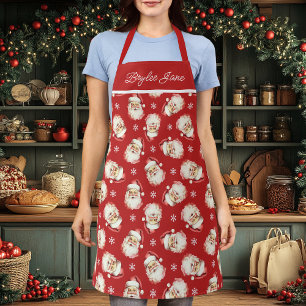 Tablier Père Noël Rétro Vintage Rouge Personnalisé