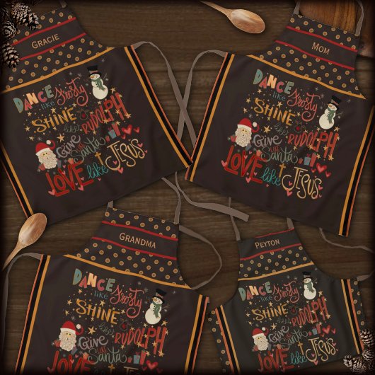 Tablier Père Noël Rudolph Frosty Jésus Personnalisé Inspir