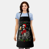 Tablier Père Noël Skeleton Boire Bière Retro Joyeux Noël (Porté)