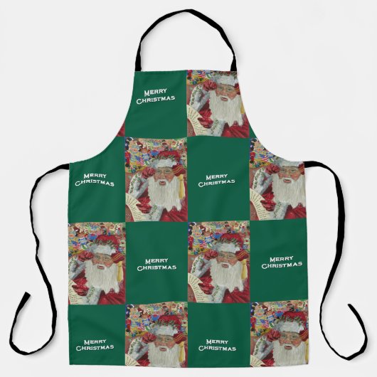 Tablier Père Noël Vert Classique Vérifier Deux Fois (Recto)