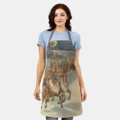 Tablier Père Noël vintage de Noël traîneau avec rennes (Porté)