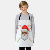 Tablier Père Noël visage lunettes de soleil canne douce (Porté)