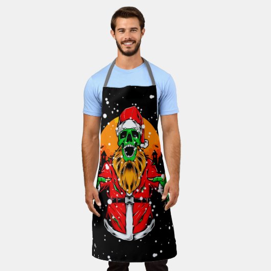 Tablier Père Noël zombie drôle de Noël (Porté)