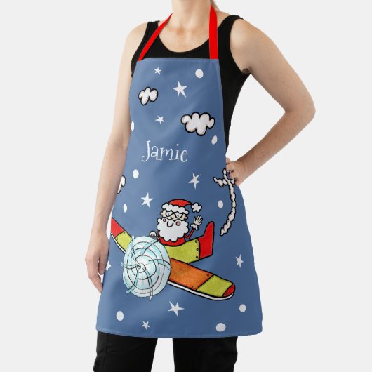 Tablier Père personnalisé Noël Père Noël Père Noël Avion (Insitu)