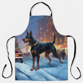 Tablier Période de fêtes de Noël des Doberman (Recto)