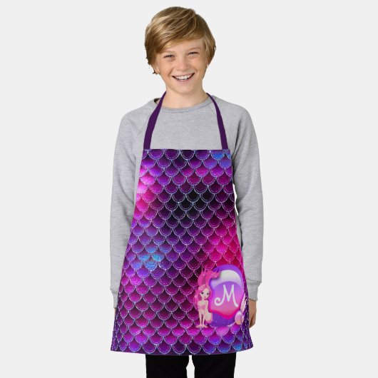 Tablier Perles de sirène et échelles Monogramme rose ID600 (Porté)