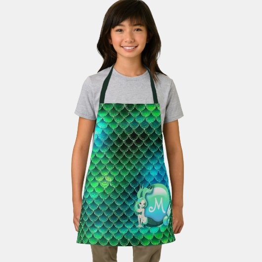 Tablier Perles de sirène et échelles vert ID600 (Insitu)