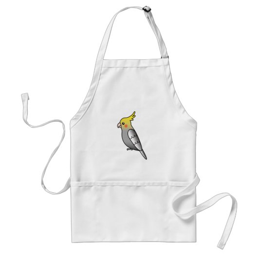 Tablier Perroquet Cacatoès Cartoon Gris (Devant)