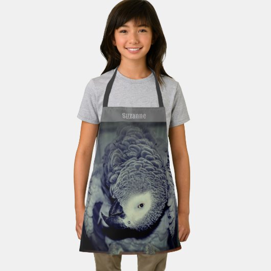 Tablier Perroquet gris africain sot personnalisé (Insitu)