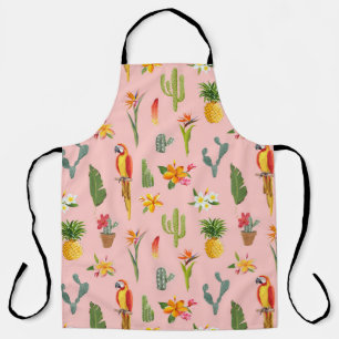 Tablier Perroquet tropical, Motif Vintage Cactus.