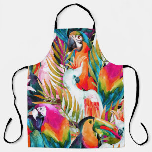 Tablier Perroquets d'aquarelle : Motif Tropical