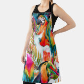 Tablier Perroquets d'aquarelle : Motif Tropical (Insitu)