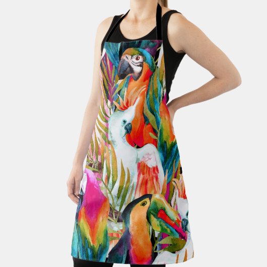 Tablier Perroquets d'aquarelle : Motif Tropical (Insitu)