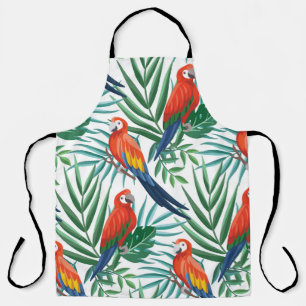 Tablier Perroquets tropicaux : Palmier luxuriant sans tran