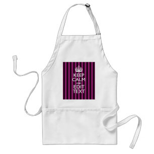 Tablier Personalisé KEEP CALM Votre Texte Fuchsia Stripes