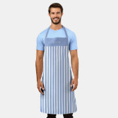 Tablier Personalised Blue Stripe Pattern Apron (Porté)