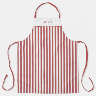 Tablier Personalised Burgundy Stripe Pattern Apron