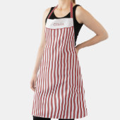 Tablier Personalised Burgundy Stripe Pattern Apron (Insitu)