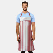 Tablier Personalised Burgundy Stripe Pattern Apron (Porté)