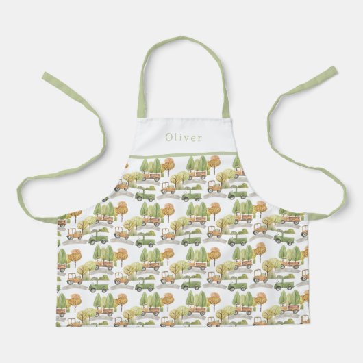 Tablier Personalised Cars Pattern Apron. (Recto)