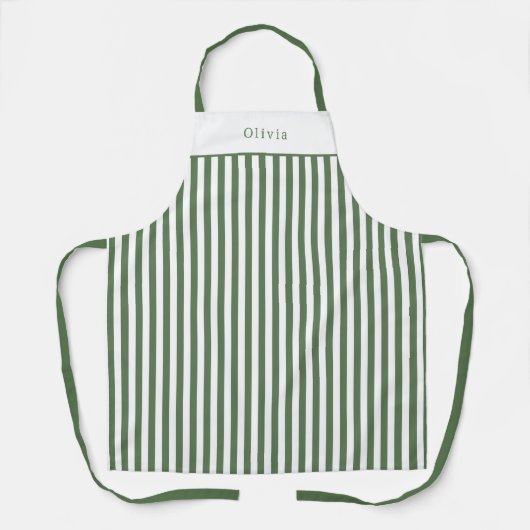 Tablier Personalised Forest Green Stripe Pattern Apron (M) (Recto)