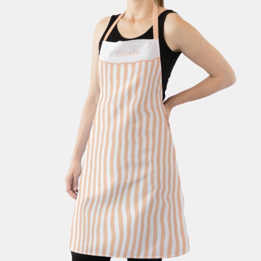Tablier Personalised Peach Stripe Pattern Apron (Insitu)