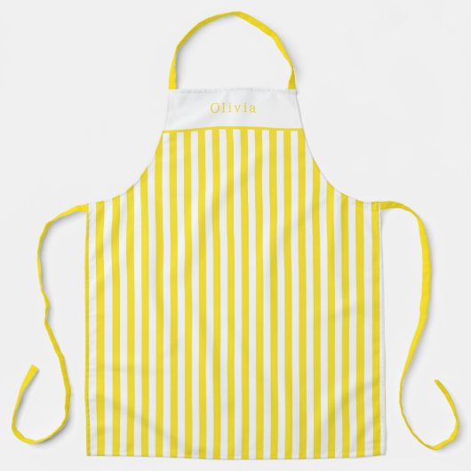 Tablier Personalised Yellow And White Stripe Pattern Apron (Recto)