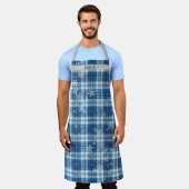 Tablier Personaliza Navidad Elegante Cuadriculado Azul  (Porté)