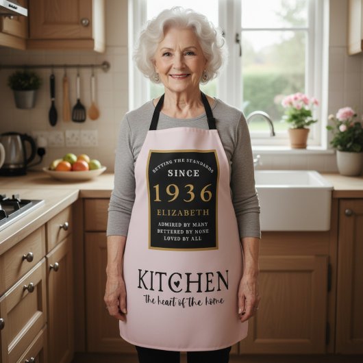 Tablier Personalized 90th Birthday Cook Chef Baker Pink