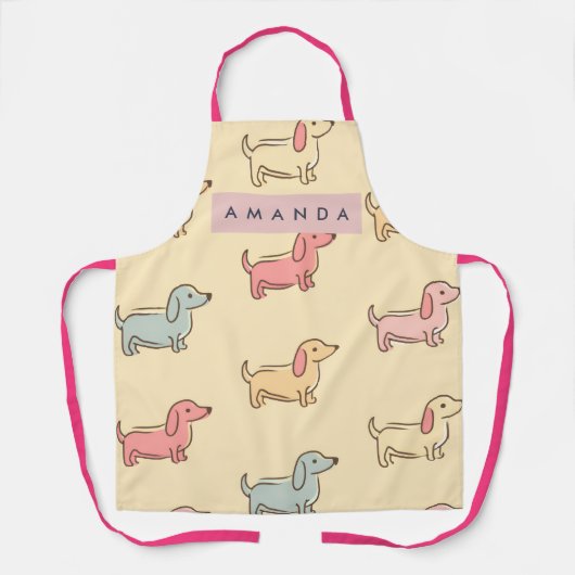 Tablier Personalized Adorable Dachshund Dog Pattern (Recto)