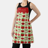 Tablier Personalized Apple Pattern Check Cozy Teacher (Insitu)