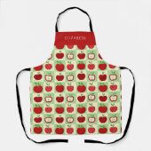 Tablier Personalized Apple Pattern Check Cozy Teacher (Recto)