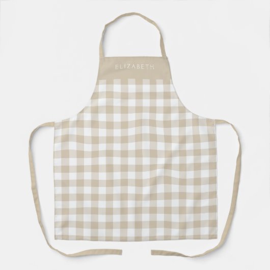 Tablier Personalized Beige Gingham Check Pattern (Recto)