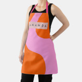 Tablier Personalized Bold Orange and Pink Wave Stripe (Insitu)