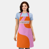 Tablier Personalized Bold Orange and Pink Wave Stripe (Porté)