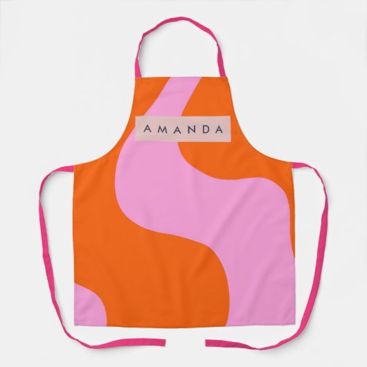 Tablier Personalized Bold Orange and Pink Wave Stripe (Recto)