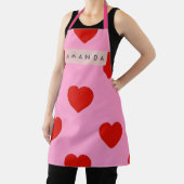 Tablier Personalized Bold Red Hearts on Soft Pink (Insitu)