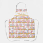 Tablier Personalized Cat's Library Bookish Pastel Pink (Recto)