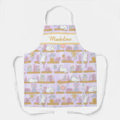 Tablier Personalized Cat's Library Bookish Pastel Purple (Recto)