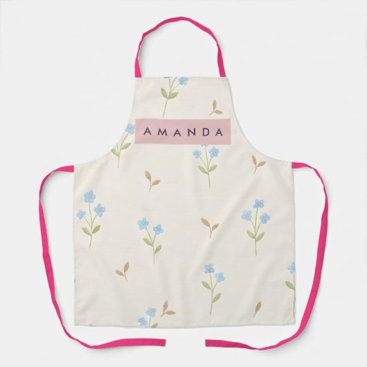 Tablier Personalized Charming Blue Wildflower Print  (Recto)