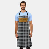 Tablier Personalized Chef Plaid Apron with Custom Name  (Porté)