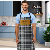 Tablier Personalized Chef Plaid Apron with Custom Name 