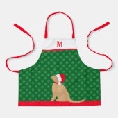 Tablier Personalized Christmas Golden Santa Dog Apron (Recto)