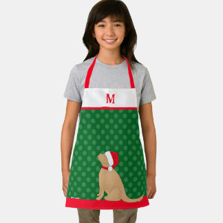 Tablier Personalized Christmas Golden Santa Dog Apron