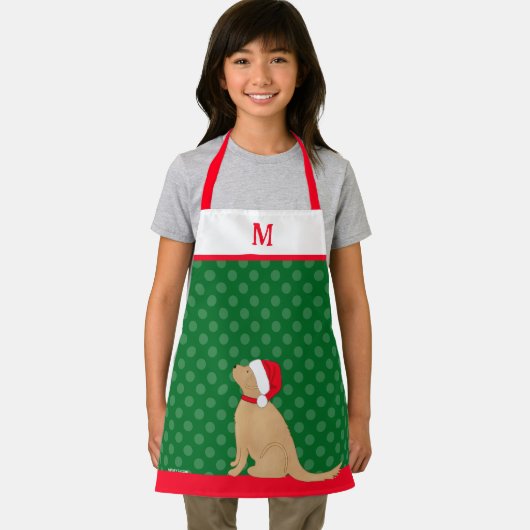 Tablier Personalized Christmas Golden Santa Dog Apron (Insitu)