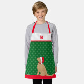 Tablier Personalized Christmas Golden Santa Dog Apron (Porté)